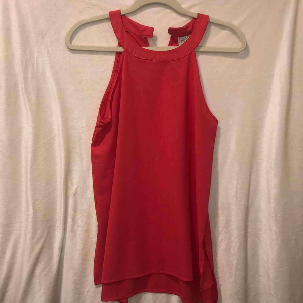 Red-orange high neck top